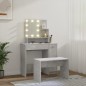 vidaXL Juego de tocador con LED madera contrachapada gris hormigón vidaXL Juego de tocador con LED madera contrachapada gris hormigón