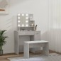vidaXL Juego de tocador con LED madera contrachapada gris hormigón vidaXL Juego de tocador con LED madera contrachapada gris hormigón