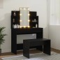 vidaXL Juego de tocador con LED madera contrachapada negro vidaXL Juego de tocador con LED madera contrachapada negro