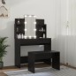 vidaXL Juego de tocador con LED madera contrachapada negro vidaXL Juego de tocador con LED madera contrachapada negro