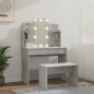 vidaXL Juego de tocador con LED madera contrachapada gris hormigón vidaXL Juego de tocador con LED madera contrachapada gris hormigón
