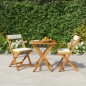 vidaXL Mesa y sillas plegables terraza 3 pzas y cojines madera acacia 