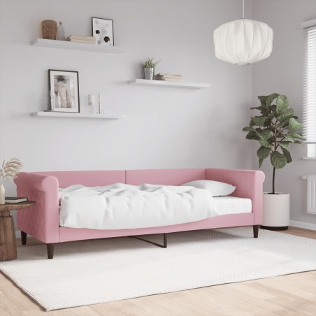 vidaXL Sofá cama con colchón terciopelo rosa 80x200 cm