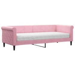 vidaXL Sofá cama con colchón terciopelo rosa 80x200 cm