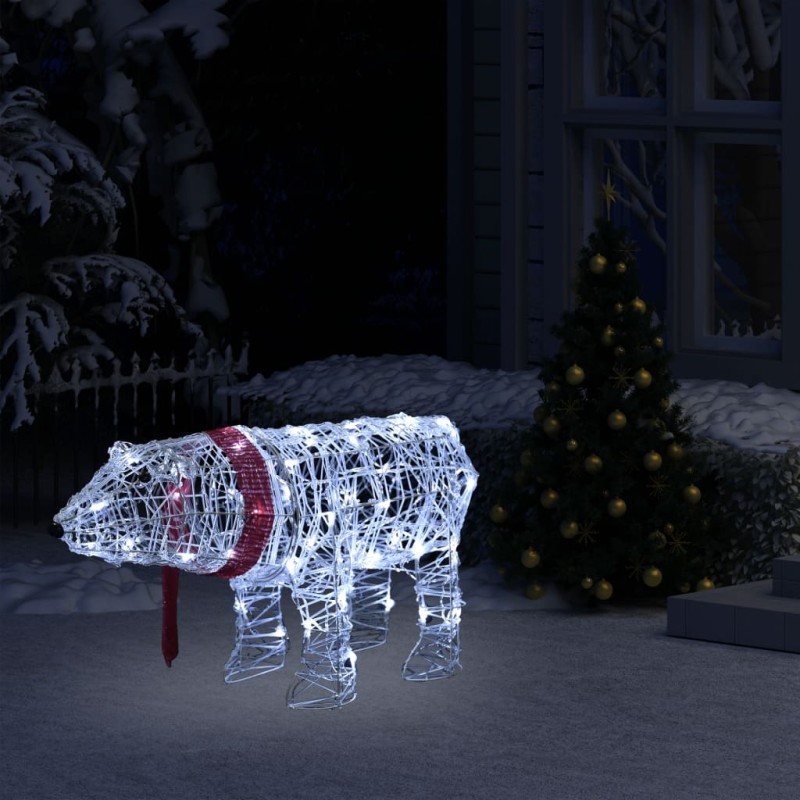 vidaXL Oso decorativo de Navidad con 45 LEDs acrílico 71x20x38 cm vidaXL Oso decorativo de Navidad con 45 LEDs acrílico 71x20x38 cm