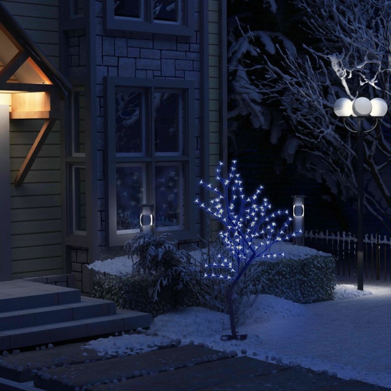 vidaXL Árbol de Navidad 128 LEDs luz azul fría flores de cerezo 120 cm vidaXL Árbol de Navidad 128 LEDs luz azul fría flores de cerezo 120 cm