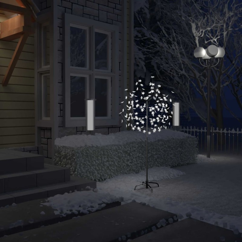 vidaXL Árbol de Navidad 120 LEDs blanco frío flores de cerezo 150 cm vidaXL Árbol de Navidad 120 LEDs blanco frío flores de cerezo 150 cm