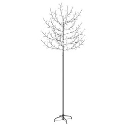 vidaXL Árbol de Navidad 220 LEDs luz blanca cálida flores de cerezo 220 cm