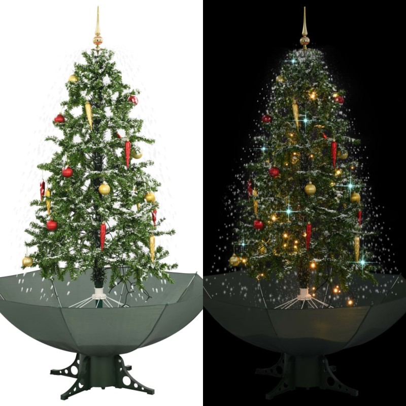 vidaXL Árbol de Navidad con nieve con base en paraguas verde 170 cm vidaXL Árbol de Navidad con nieve con base en paraguas verde 170 cm