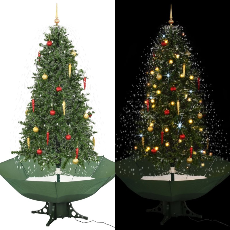 vidaXL Árbol de Navidad con nieve con base en paraguas verde 190 cm vidaXL Árbol de Navidad con nieve con base en paraguas verde 190 cm