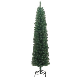 vidaXL Árbol de Navidad artificial delgado y soporte PVC verde 240 cm