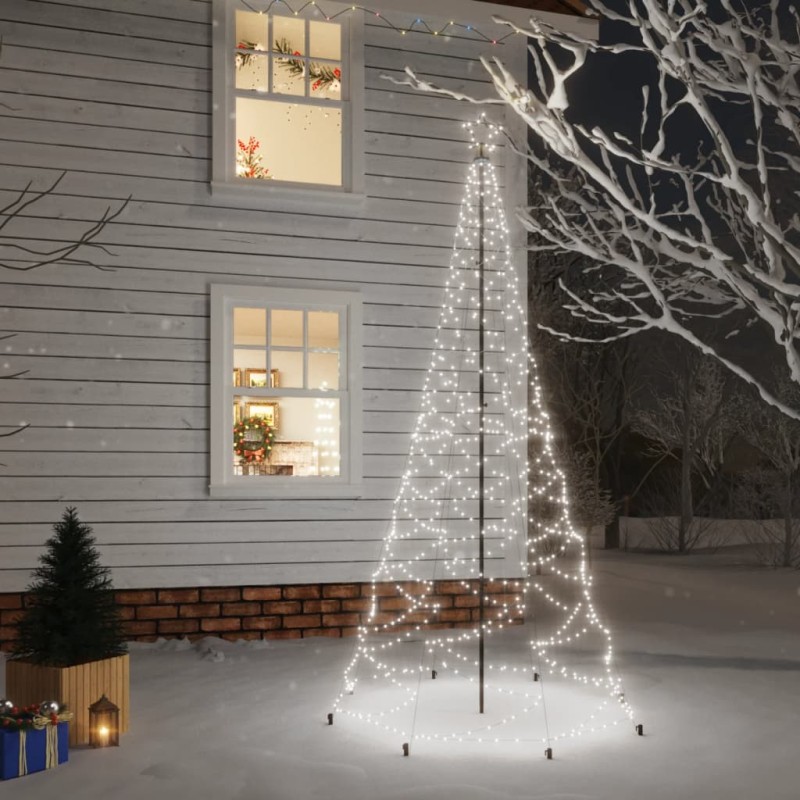 vidaXL Árbol de Navidad con poste de metal 500 LEDs blanco frío 3 m vidaXL Árbol de Navidad con poste de metal 500 LEDs blanco frío 3 m