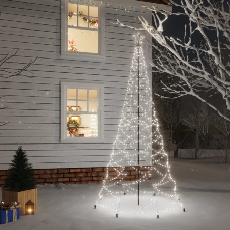 vidaXL Árbol de Navidad con poste de metal 500 LEDs blanco frío 3 m