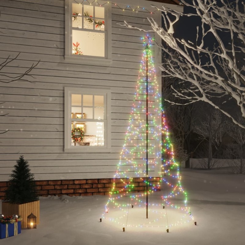 vidaXL Árbol de Navidad con poste de metal 500 LEDs de colores 3 m vidaXL Árbol de Navidad con poste de metal 500 LEDs de colores 3 m