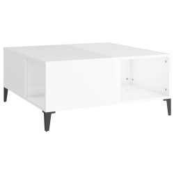 vidaXL Mesa de centro madera contrachapada blanco brillo 80x80x36,5 cm