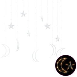 vidaXL Luces estrella y luna 138 LEDs blanco cálido con control remoto