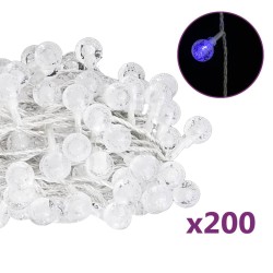 vidaXL Guirnalda de luces globos 8 funciones 20 m 200 LEDs azul
