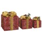 vidaXL Caja regalo decorativa Navidad 3 pzas rojo exterior/interior vidaXL Caja regalo decorativa Navidad 3 pzas rojo exterior/interior