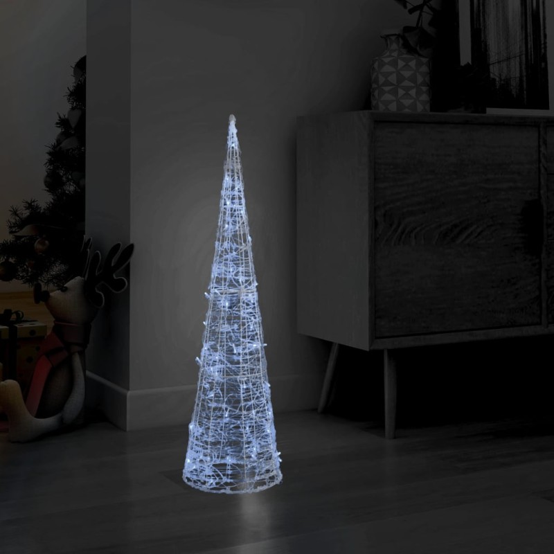 vidaXL Pirámide decorativa cono acrílico luces LED blanco frío 90 cm vidaXL Pirámide decorativa cono acrílico luces LED blanco frío 90 cm