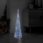vidaXL Pirámide decorativa cono acrílico luces LED blanco frío 90 cm vidaXL Pirámide decorativa cono acrílico luces LED blanco frío 90 cm