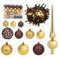 vidaXL Set de bolas de Navidad 61 pzas con pico 150 LED dorado bronce vidaXL Set de bolas de Navidad 61 pzas con pico 150 LED dorado bronce