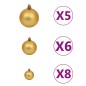 vidaXL Set de bolas de Navidad 61 pzas con pico 150 LED dorado bronce vidaXL Set de bolas de Navidad 61 pzas con pico 150 LED dorado bronce