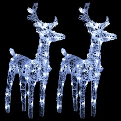 vidaXL Renos de Navidad 2 unidades 80 LED blanco frío acrílico