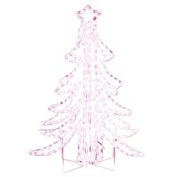 vidaXL Figura árbol Navidad plegable 3 pzas blanco cálido 87x87x93 cm