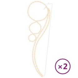 vidaXL Tira de luces forma de bola 2 pzas blanco cálido 111,5x35x4,5cm