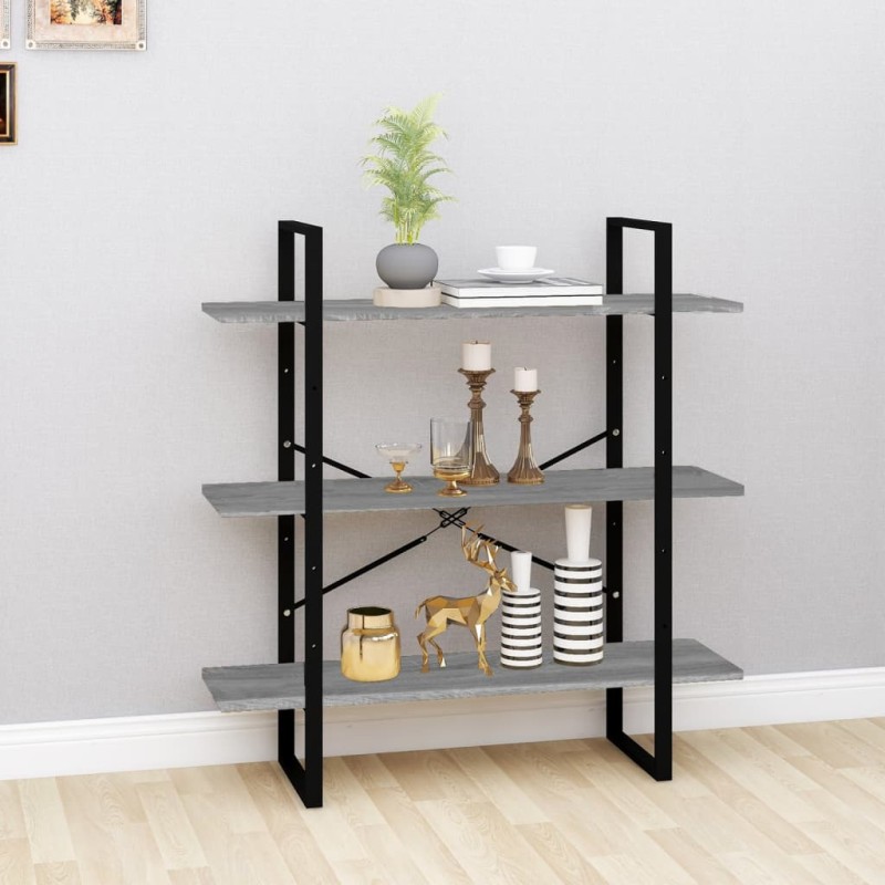 vidaXL Estantería madera contrachapada gris Sonoma 100x30x105 cm vidaXL Estantería madera contrachapada gris Sonoma 100x30x105 cm
