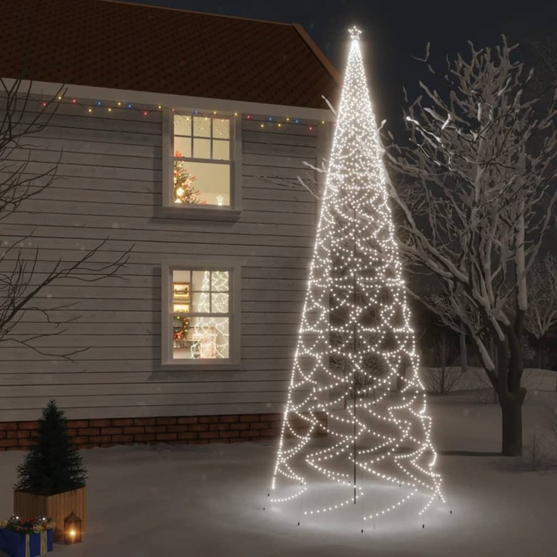 vidaXL Árbol de Navidad con pincho 3000 LED blanco frío 800 cm vidaXL Árbol de Navidad con pincho 3000 LED blanco frío 800 cm