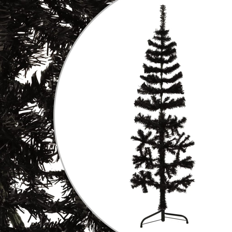 vidaXL Medio árbol de Navidad artificial con soporte negro 120 cm vidaXL Medio árbol de Navidad artificial con soporte negro 120 cm