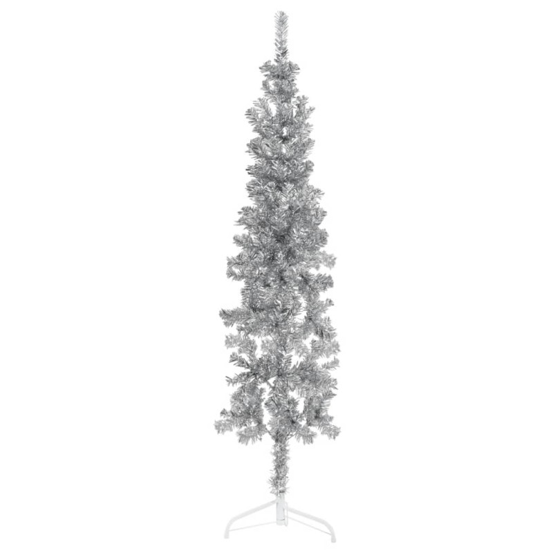 vidaXL Medio árbol de Navidad artificial con soporte plateado 150 cm vidaXL Medio árbol de Navidad artificial con soporte plateado 150 cm