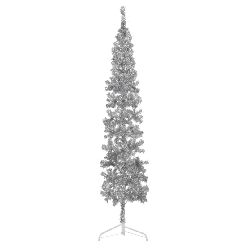 vidaXL Medio árbol de Navidad artificial con soporte plateado 210 cm vidaXL Medio árbol de Navidad artificial con soporte plateado 210 cm