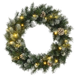 vidaXL Corona de Navidad con luces LED PVC verde 60 cm