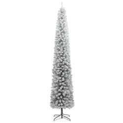 vidaXL Árbol Navidad estrecho con soporte y nieve artificial PVC 270cm