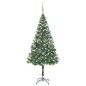 vidaXL Árbol de Navidad helado con luces, bolas y piñas 180 cm