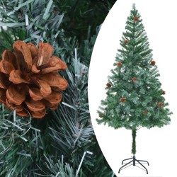 vidaXL Árbol de Navidad helado con luces, bolas y piñas 180 cm