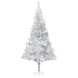 vidaXL Árbol de Navidad preiluminado con luces y bolas plateado 240 cm