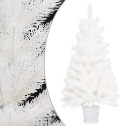 vidaXL Árbol de Navidad preiluminado con luces y bolas blanco 90 cm