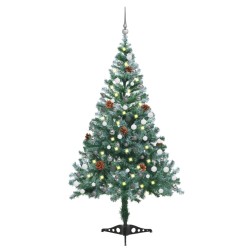 vidaXL Árbol de Navidad helado con luces LED, bolas y piñas 150 cm 