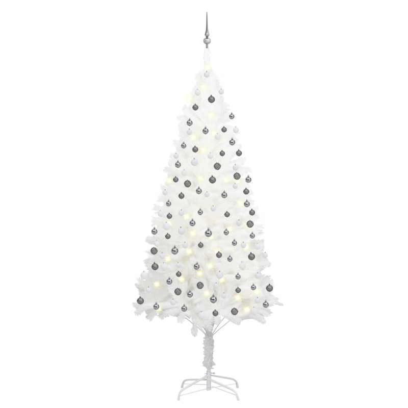 vidaXL Árbol de Navidad preiluminado con luces y bolas blanco 240 cm vidaXL Árbol de Navidad preiluminado con luces y bolas blanco 240 cm