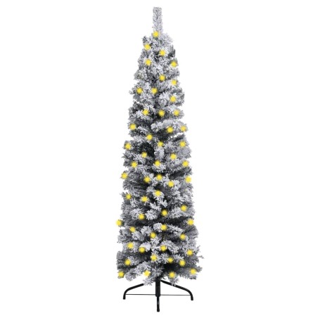 vidaXL Árbol de Navidad delgado con nieve PVC verde 210 cm