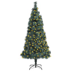 vidaXL Árbol de Navidad con luces y soporte PET verde 150 cm