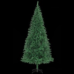 vidaXL Árbol de Navidad preiluminado con luces y bolas verde 300 cm