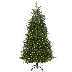 vidaXL Árbol de Navidad artificial con luces PVC&PE verde 210 cm