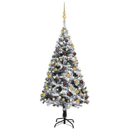 vidaXL Árbol de Navidad delgado con luces y bolas verde 120 cm