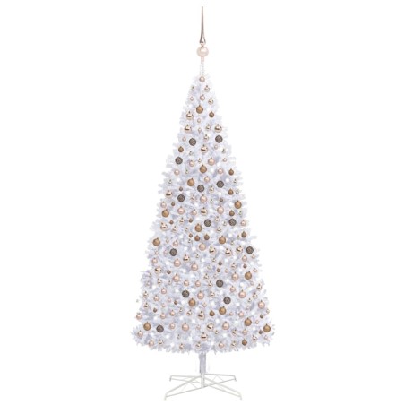 vidaXL Árbol de Navidad preiluminado con luces y bolas blanco 400 cm