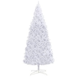 vidaXL Árbol de Navidad preiluminado con luces y bolas blanco 400 cm