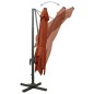 vidaXL Sombrilla voladiza con poste y luces LED terracota 300 cm vidaXL Sombrilla voladiza con poste y luces LED terracota 300 cm